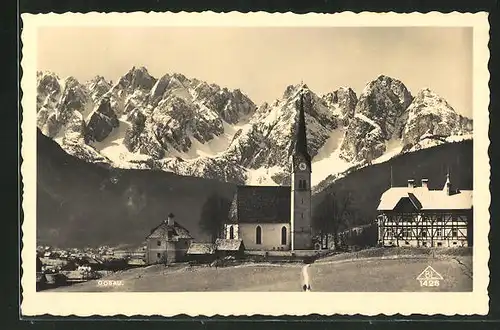 AK Gosau, Teilansicht mit Kirche