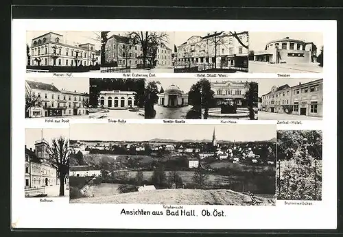 AK Bad Hall, Hotel Stadt Wien, Hotel zur Post, Zentral-Hotel