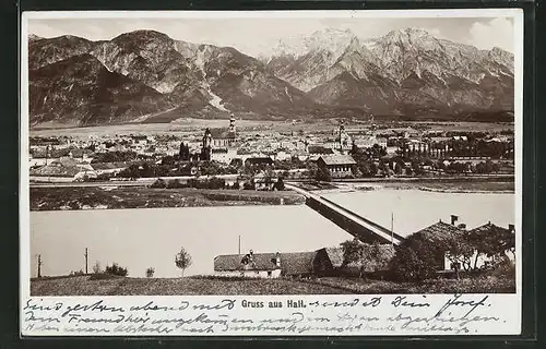 Foto-AK Fritz Gratl: Hall, Panorama des Ortes