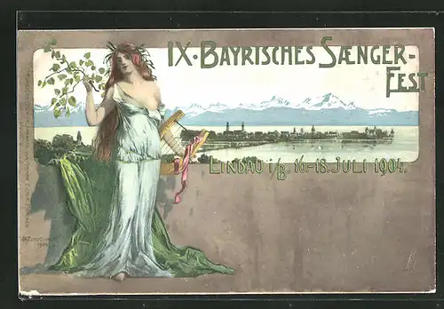 AK Lindau, IX. Bayrisches Saenger-Fest 1904, Ganzsache Bayern PP15 C64