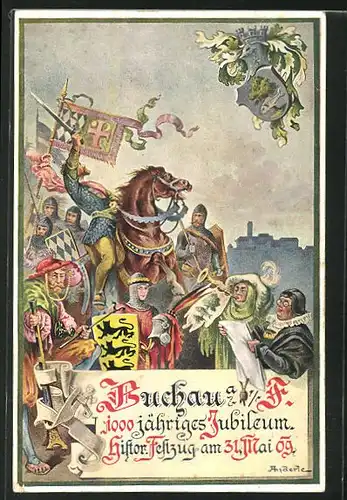 AK Buchau, Volksfest 1000 Jahre, Historischer Festumzug am 31. Mai 1909