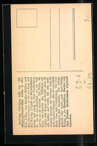 AK Die Original-Kunst-Uhr, Seitenansicht, Erbaut 1892-1907, Modellbau