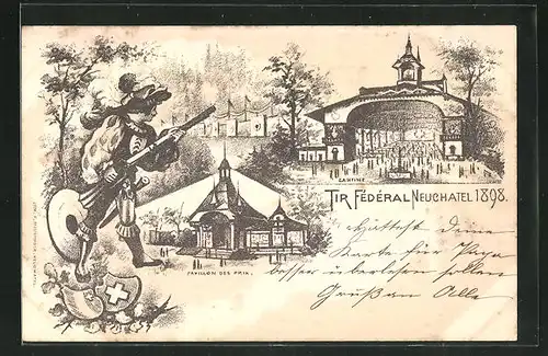 Künstler-AK Neuchatel, tir Federal 1898, Pavillon des Prix