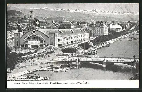 AK Zürich, Eidgen. Sängerfest 1905, Festhütte