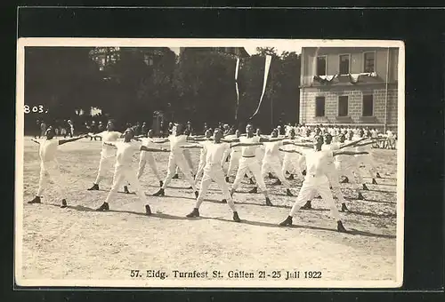 AK St. Gallen, 57. Eidg. Turnfest 1922, Turner auf dem Platz