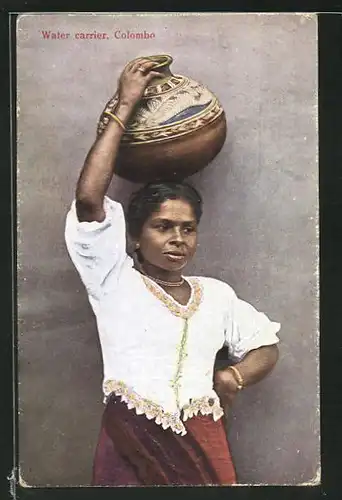 AK Colombo, Water carrier, Indische Wasserträgerin