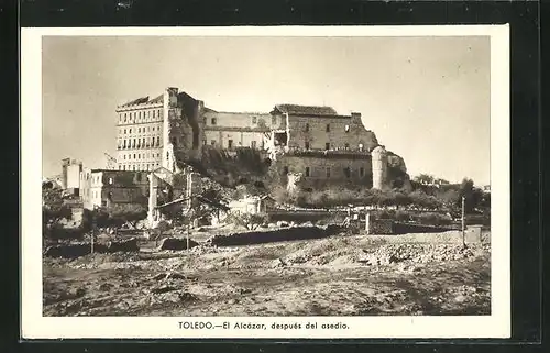 AK Toledo, Spanischer Bürgerkrieg, Blick auf den zerstörten Alcázar