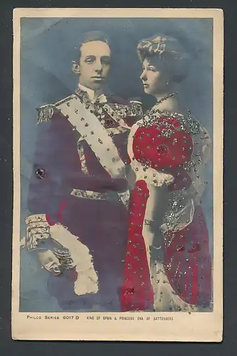 Relief-AK König Alfons XIII. von Spanien und Prinzessin Ena von Battenberg