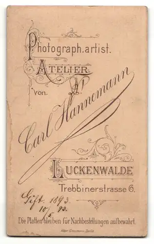 Fotografie Carl Hannemann, Luckenwalde, Portrait eleganter Herr mit Schnauzbart