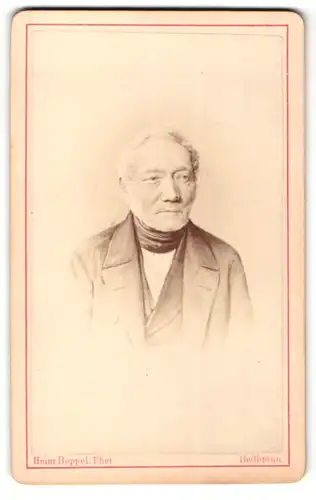 Fotografie Heinr. Boppel, Heilbronn, Portrait betagter Herr in zeitgenöss. Kleidung, Gründerzeit