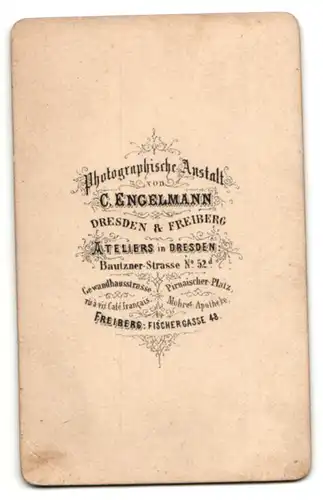 Fotografie C. Engelmann, Dresden & Freiberg, Portrait junges eleganters Paar, Gründerzeit