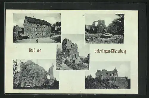 AK Geisslingen-Küssaberg, Ansicht vom Gasthaus, Ruine der Küsserburg