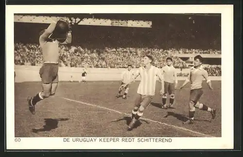 AK Amsterdam, Olympiade 1928, Fussballspiel, De Uruguay Keeper redt Schitterend