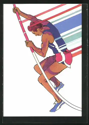 AK Los Angeles, CA, Olympische Spiele 1984, Stabhochspringer