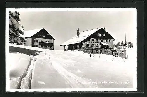 AK Tete-de-Rang, L`hotel en hiver, Hotel unter Schneedecke