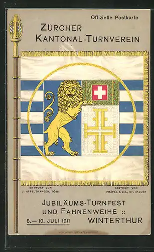 AK Winterthur, Turnfest und Fahnenweihe 1911, Zürcher Kantonal-Turnverein, Flagge