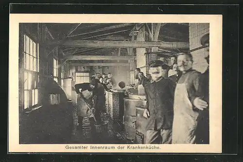 AK Sprottau, Gesamter Innenraum der Krankenküche mit Kriegsgefangenen