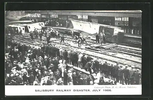 AK Salisbury, Railway Disaster July 1906, Eisenbahnkatastrophe, Unglückstelle