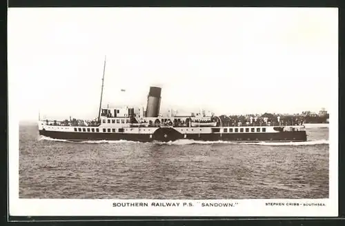 AK Passagierschiff P.S. Sandown bei Fahrt vor Küste, Southern Railway