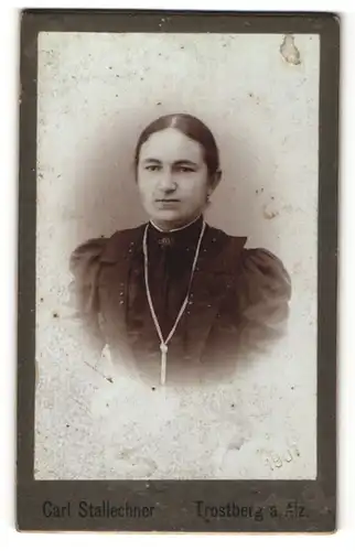 Fotografie Carl Stallechner, Trostberg a. Alz, Portrait Frau mit zusammengebundenem Haar