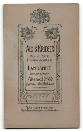 Fotografie Alois Krieger, Landshut, Portrait einer Dame