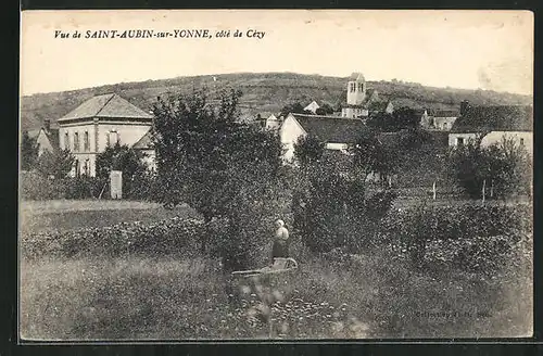 AK Saint-Aubin-sur-Yonne, Une Vue, Cote de Cezy