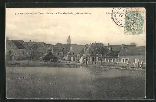 AK Saint-André-en-Terre-Plaine, Vue Générale, pris de l`Etang