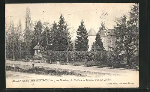 AK Moneteau, le Chateau de Colbert, Vue des Jardins