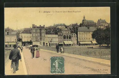AK Joigny, Le Pont et Quai Henri-Ragobert
