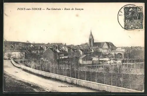 AK Pont-sur-Yonne, Vue Generale, Route de Beaujeu