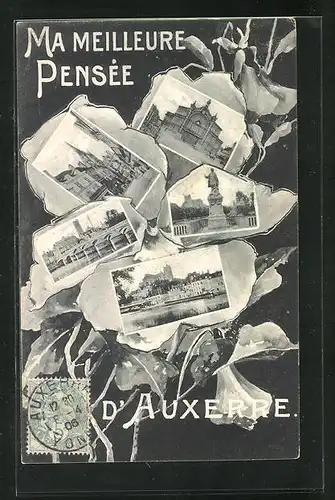 AK Auxerre, Denkmal, Brücke, Kathedrale und Blick auf Gewässer