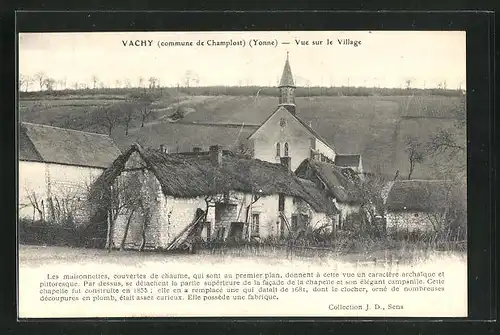 AK Vachy, Vue sur le Village, Blick auf Kirche und Häuser