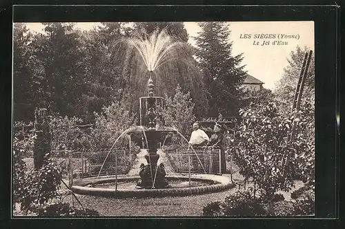 AK Les Sieges, Le Jet d`Eau, Garten