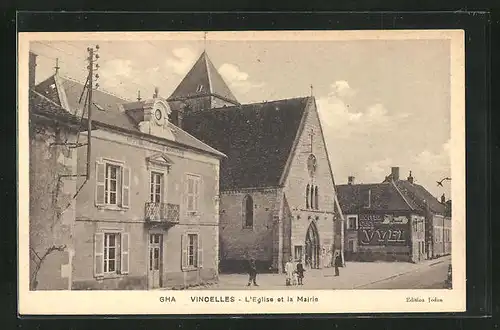 AK Vincelles, L`Eglise et la Mairie und Häuser