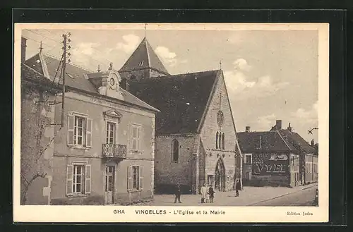 AK Vincelles, L`Eglise et la Mairie