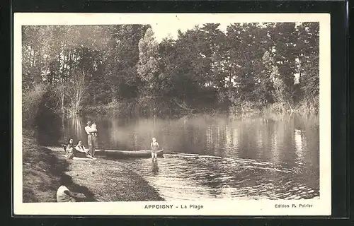AK Appoigny, La Plage, Familie am Ufer