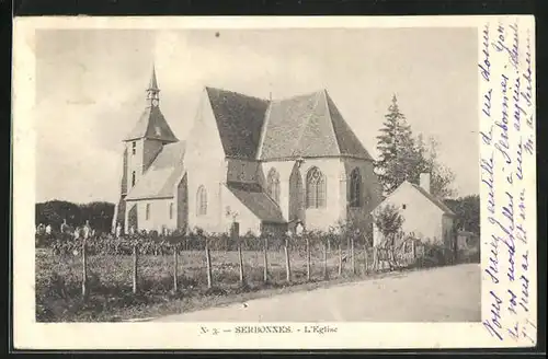 AK Serbonnes, L`Eglise und Friedhof