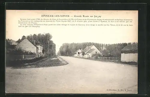 AK Epinau-Les-Voves, Grande Route sur Joigny, Landstrasse mit Häuser