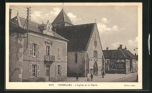 AK Vincelles, L`Eglise et la Mairie