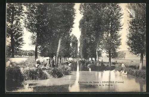 AK Courtois, Blick auf Fluss mit Frauen