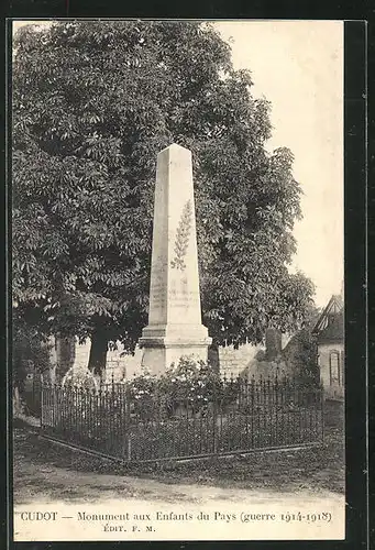 AK Cudot, Monument aux Enfants du Pays