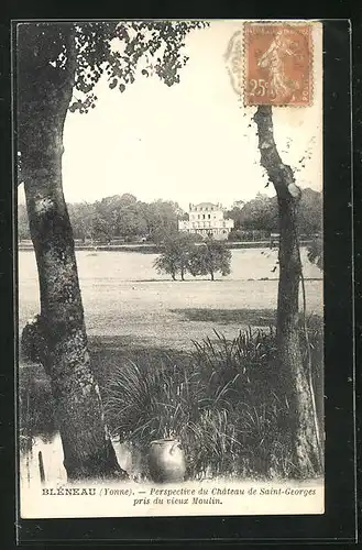 AK Bleneau, Perspective du Chateau de Saint-Georges pris du vieux Moulin