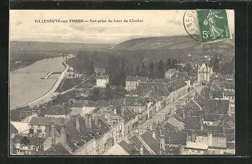 AK Villeneuve-sur-Yonne, Vue prise du haut du Clocher