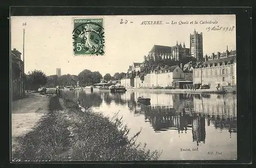 AK Auxerre, Les Quais et la Cathedrale