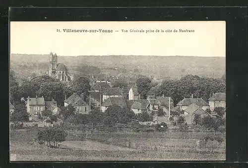 AK Villeneuve-sur-Yonne, Vue Generale prise de la Cote de Maufranc