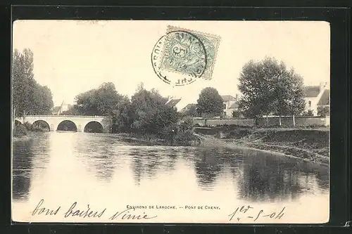 AK Cheny, Pont, Ortspartie mit Flussbrücke