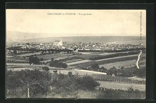 AK Coulanges-la-Vineuse, Blick von einer Anhöhe auf die Ortschaft