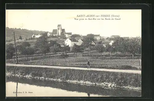 AK Saint-Aubin-sur-Yonne, Vue prise du Sud-Est sur les Bords du Canal