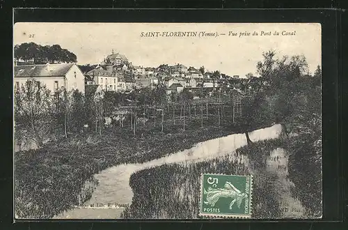 AK Saint-Florentin, Vue prise du Pont du Canal