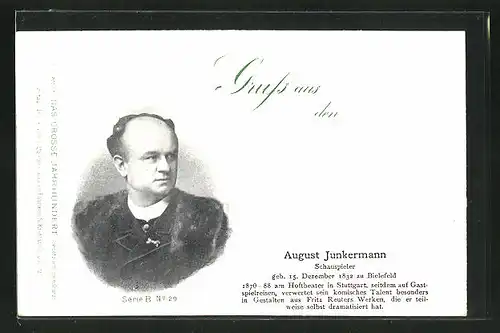 AK Schauspieler August Junkermann u.a. am Hoftheater in Wien